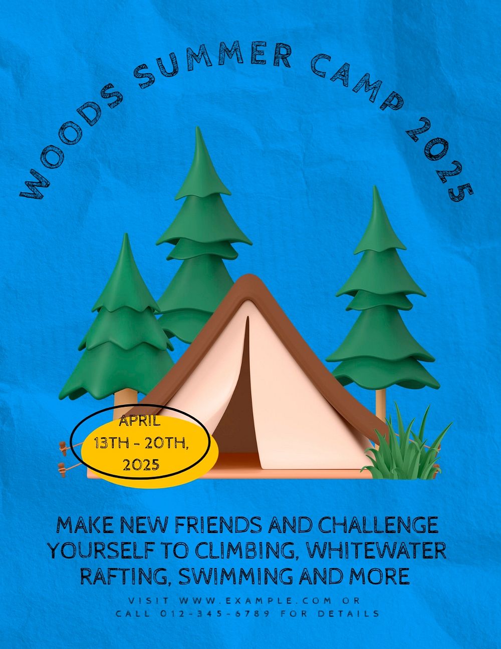 Summer camp flyer template, editable advertisement