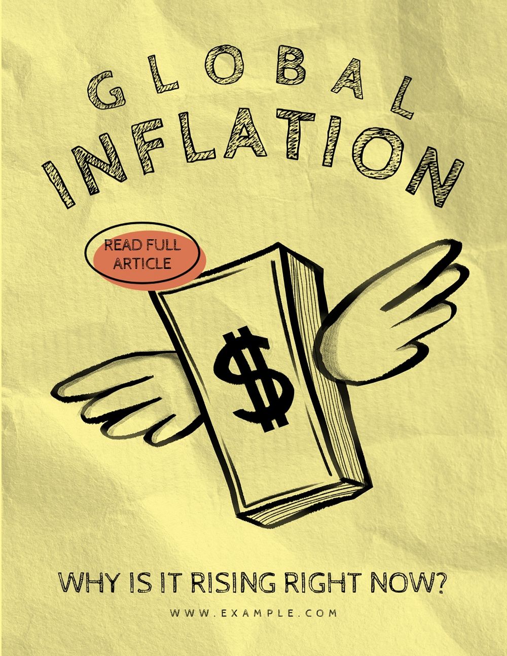 Global inflation flyer template, editable advertisement