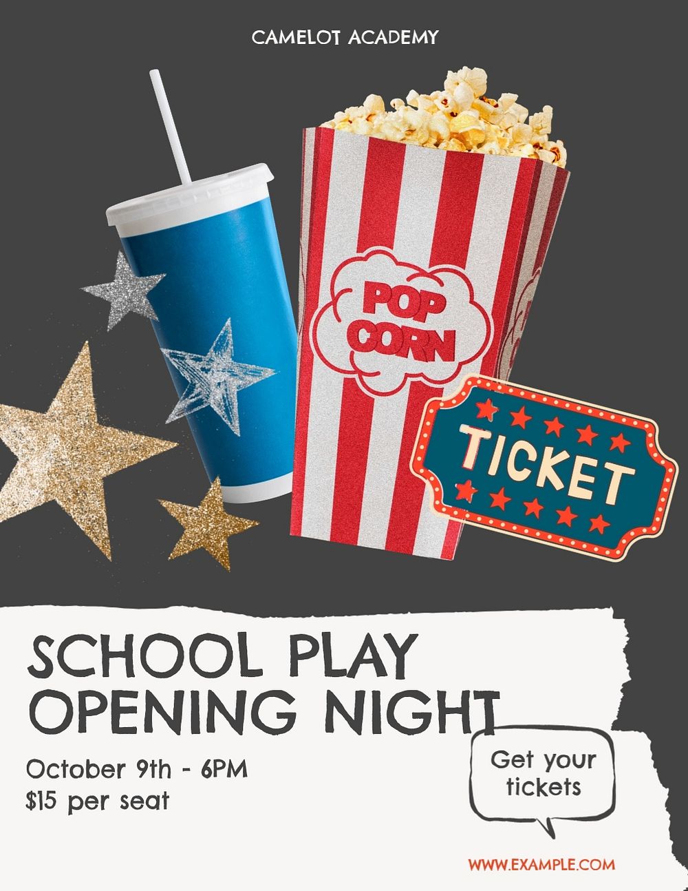 School play, editable flyer template