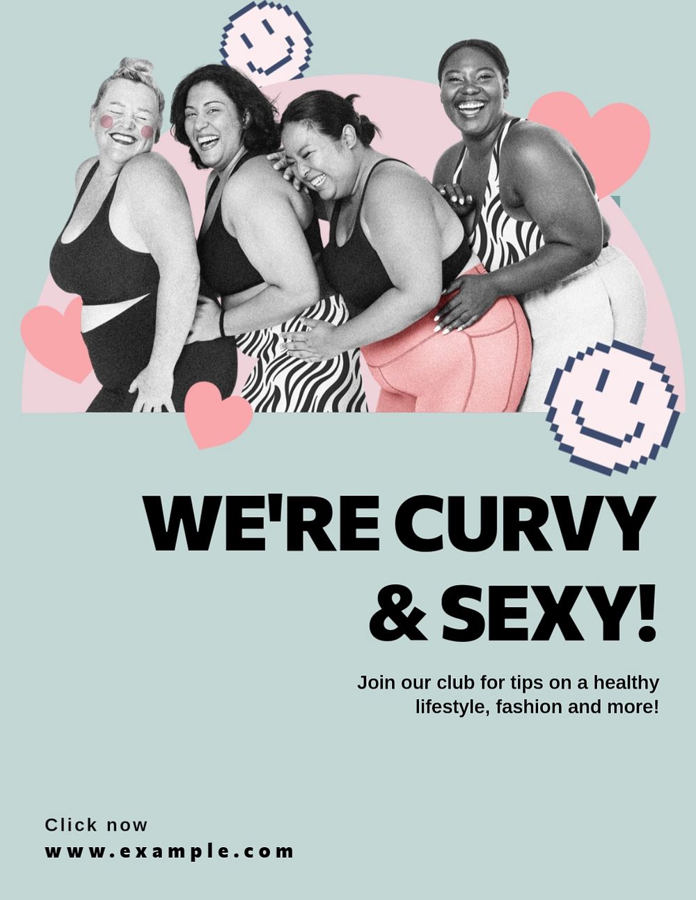 Plus size club, editable flyer template