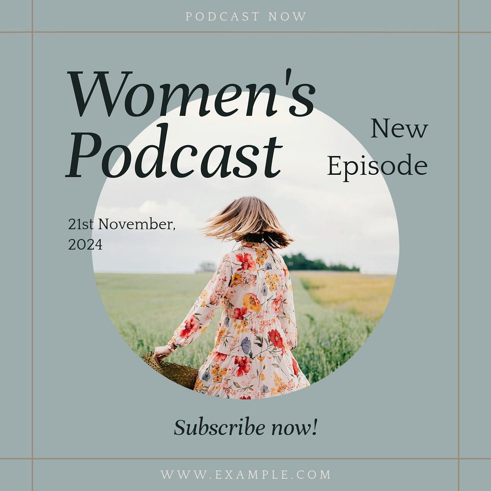 Women's podcast Instagram post template, editable social media ad