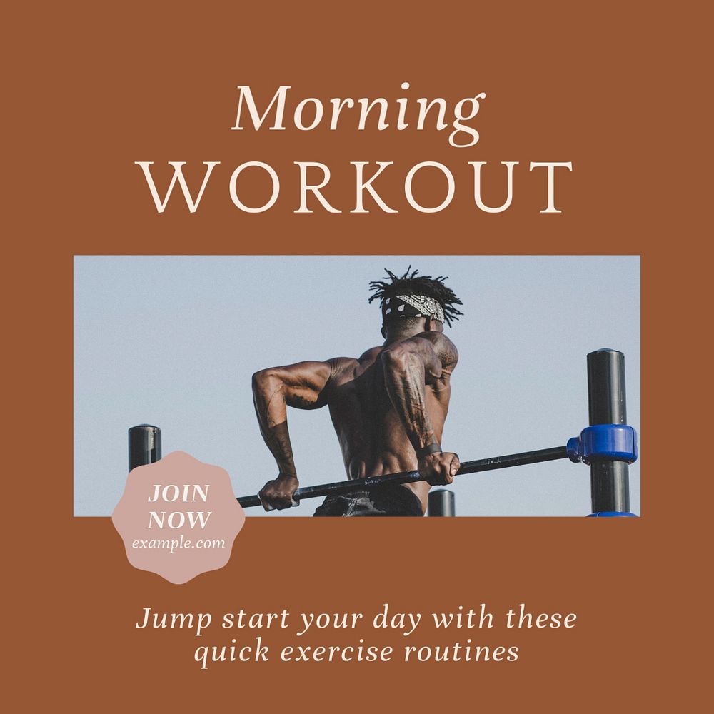 Morning workout routine Instagram post template, editable social media ad