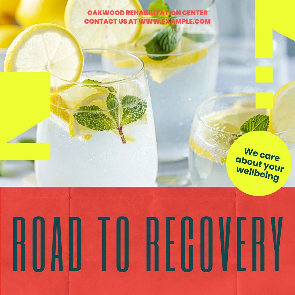 Road to recovery Facebook post template, editable social media ad