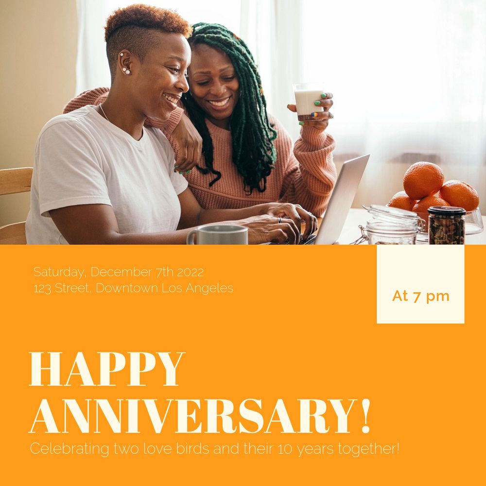 Happy anniversary Instagram post template, editable design