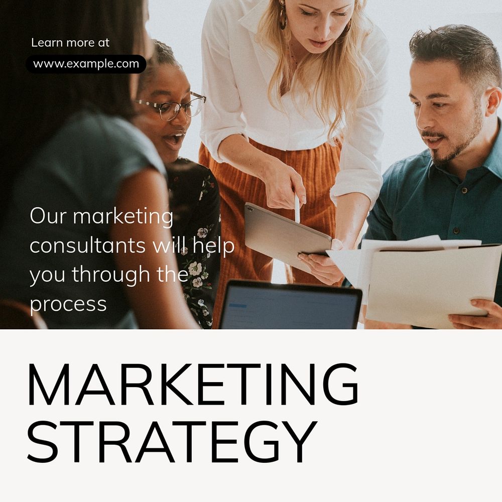 Marketing strategy Instagram post template, editable text