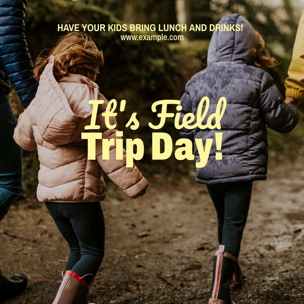 Field trip Instagram post template, editable text