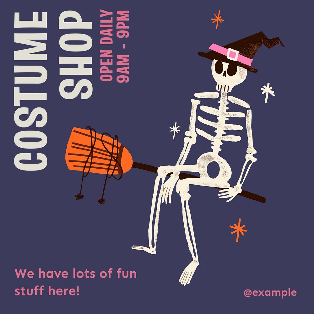 Costume shop Instagram post template, editable text