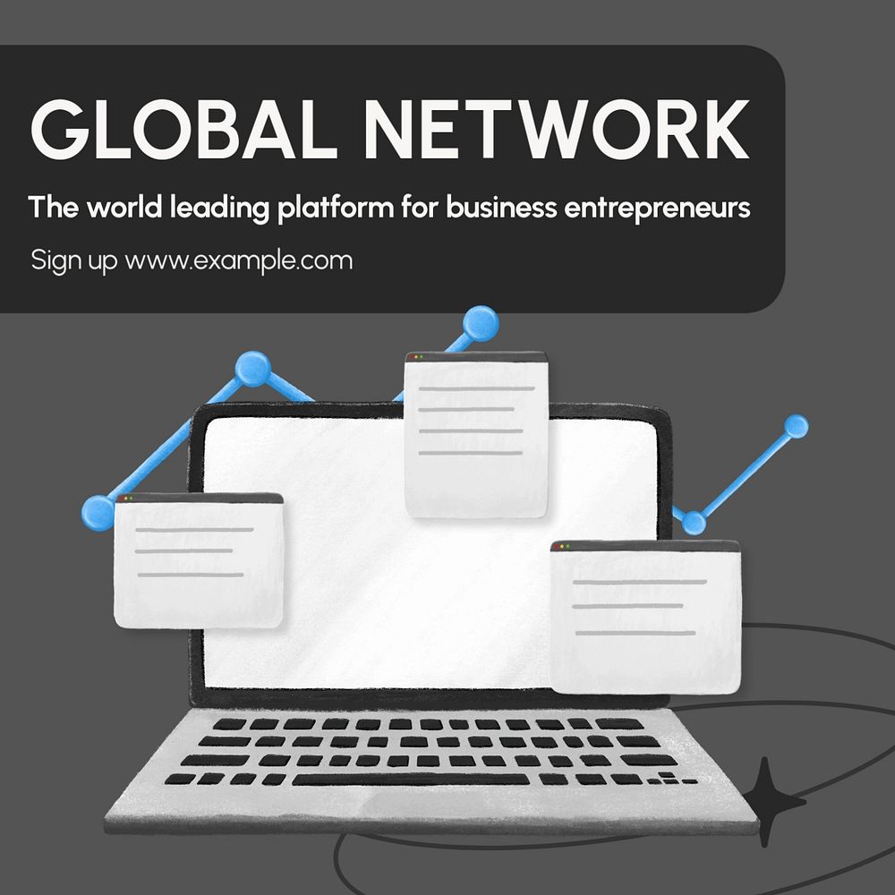 Global network Instagram post template, editable text