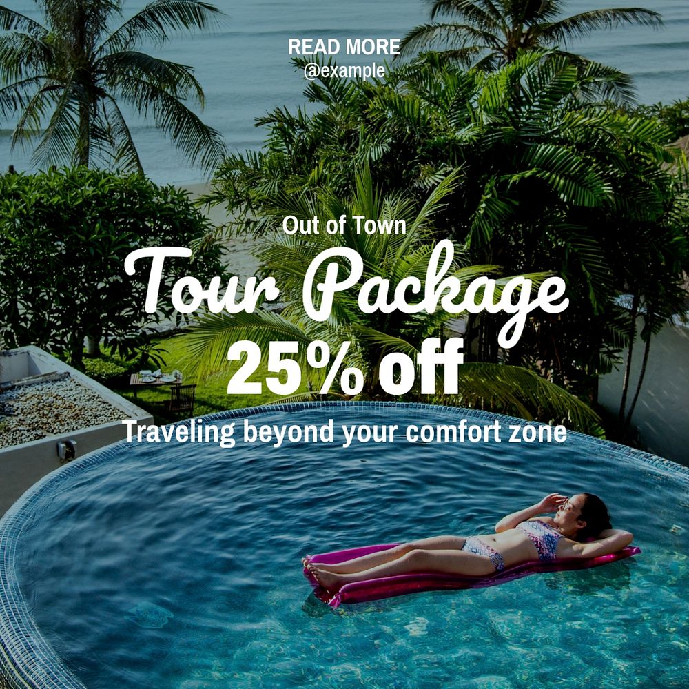 Tour package Instagram post template, editable text