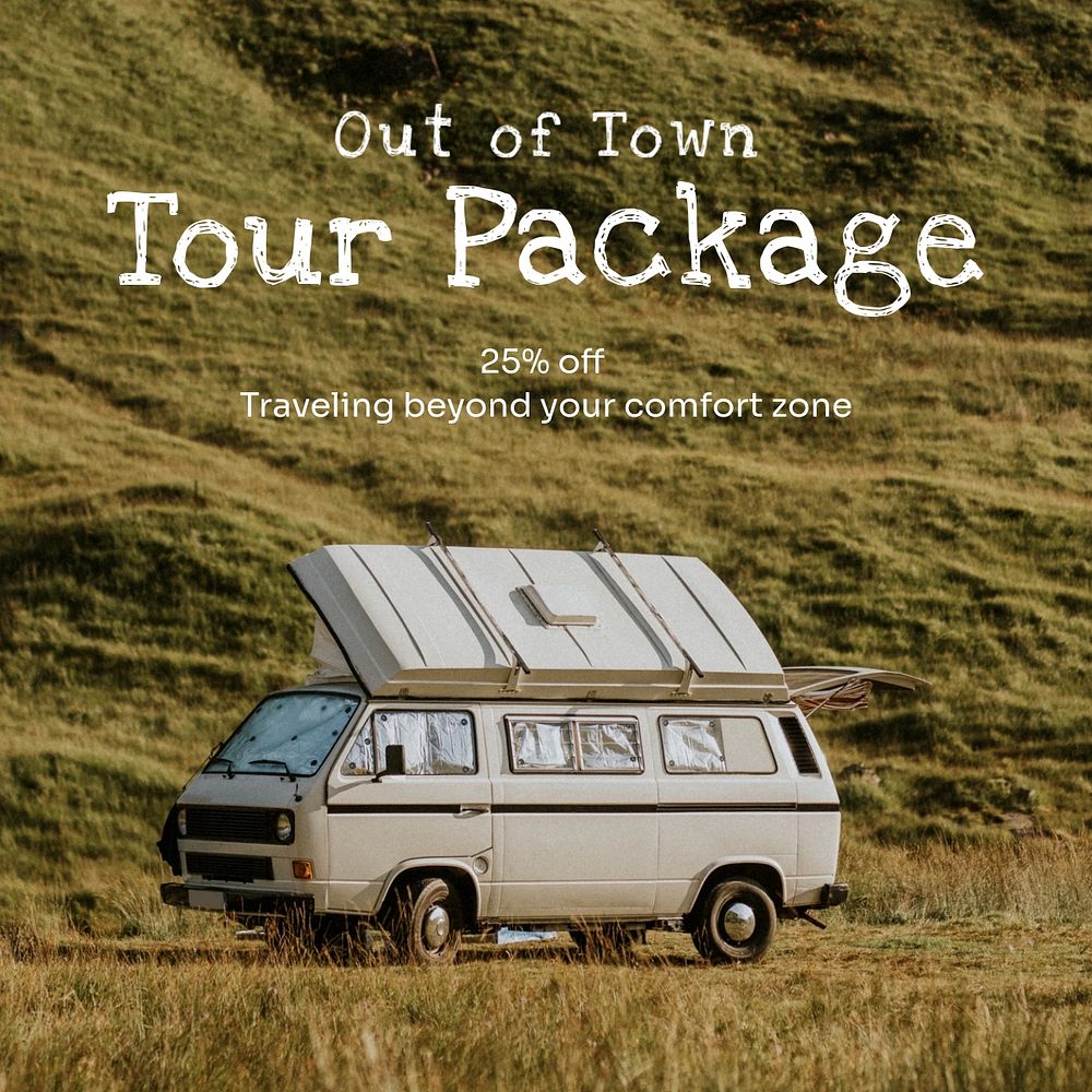 Tour package Instagram post template, editable text