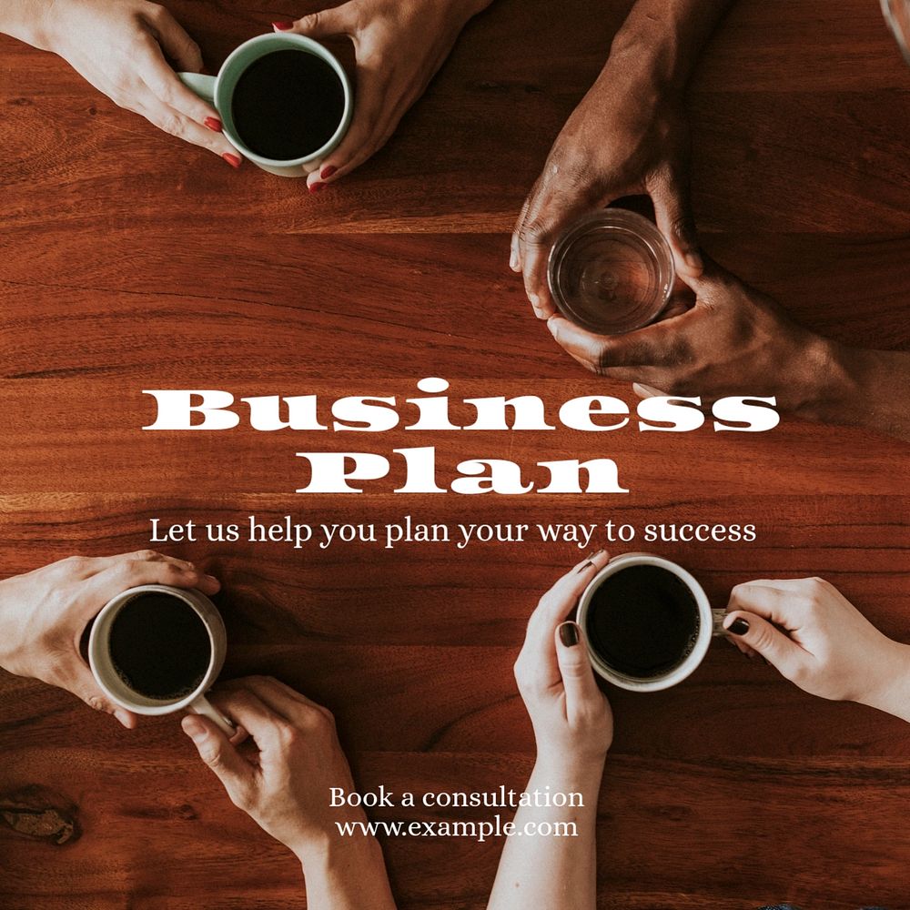 Business plan Instagram post template, editable text