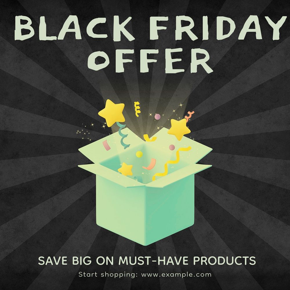 Black Friday offer post template, editable social media design