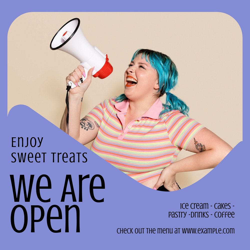 We are open post template, editable social media design