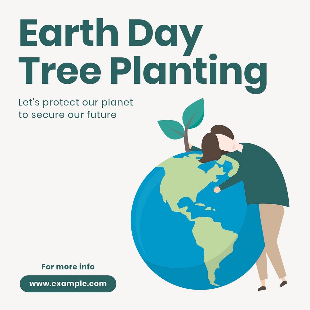 Earth day & tree Instagram post template, editable text