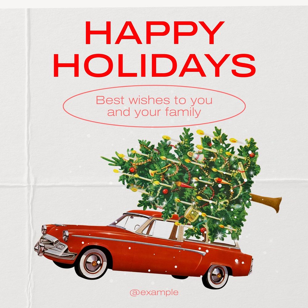 Happy holidays Instagram post template, editable text