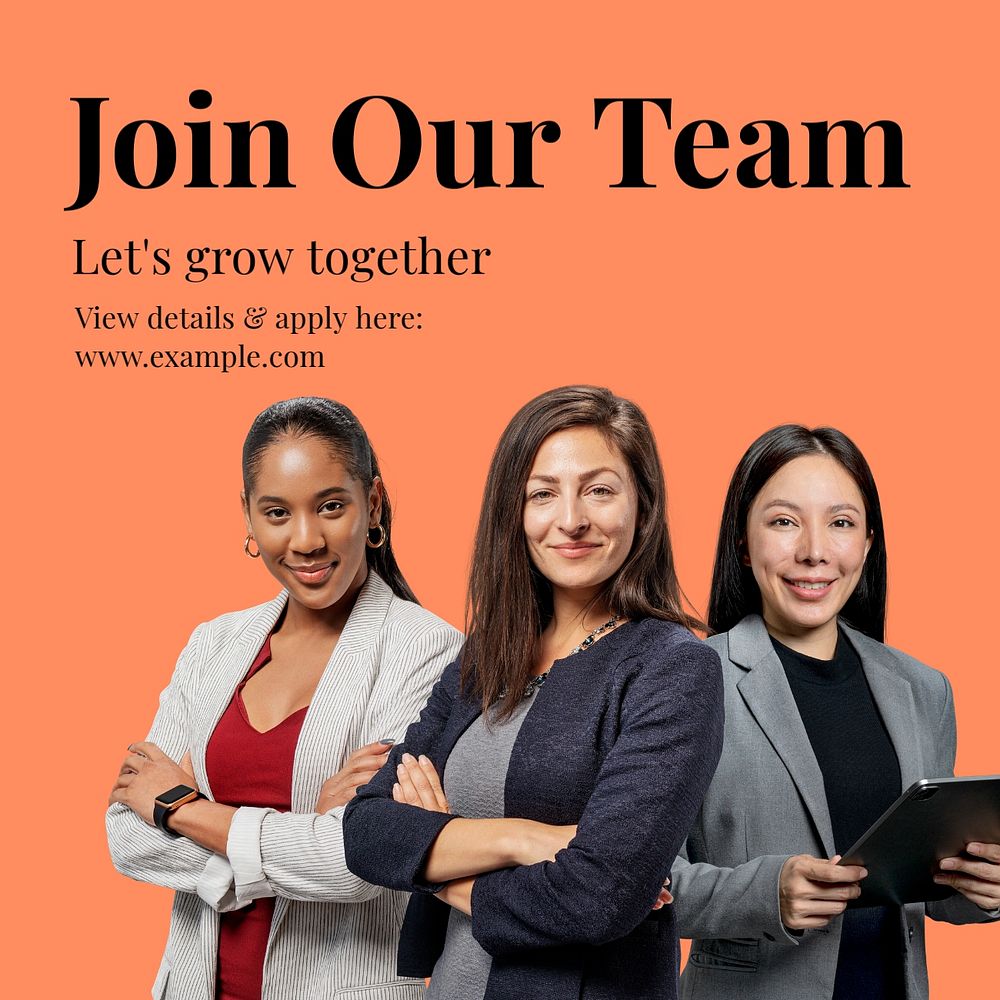 Join our team post template, editable social media design