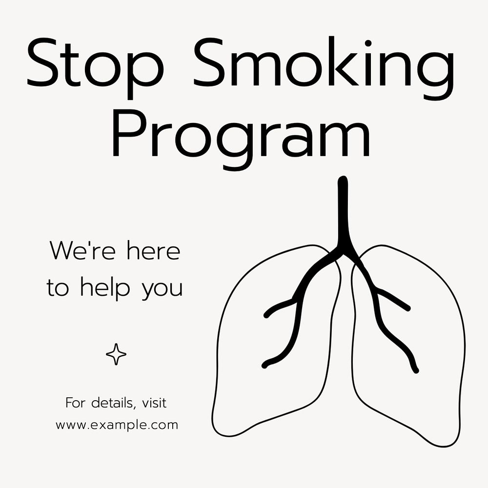 Stop smoking program Instagram post template