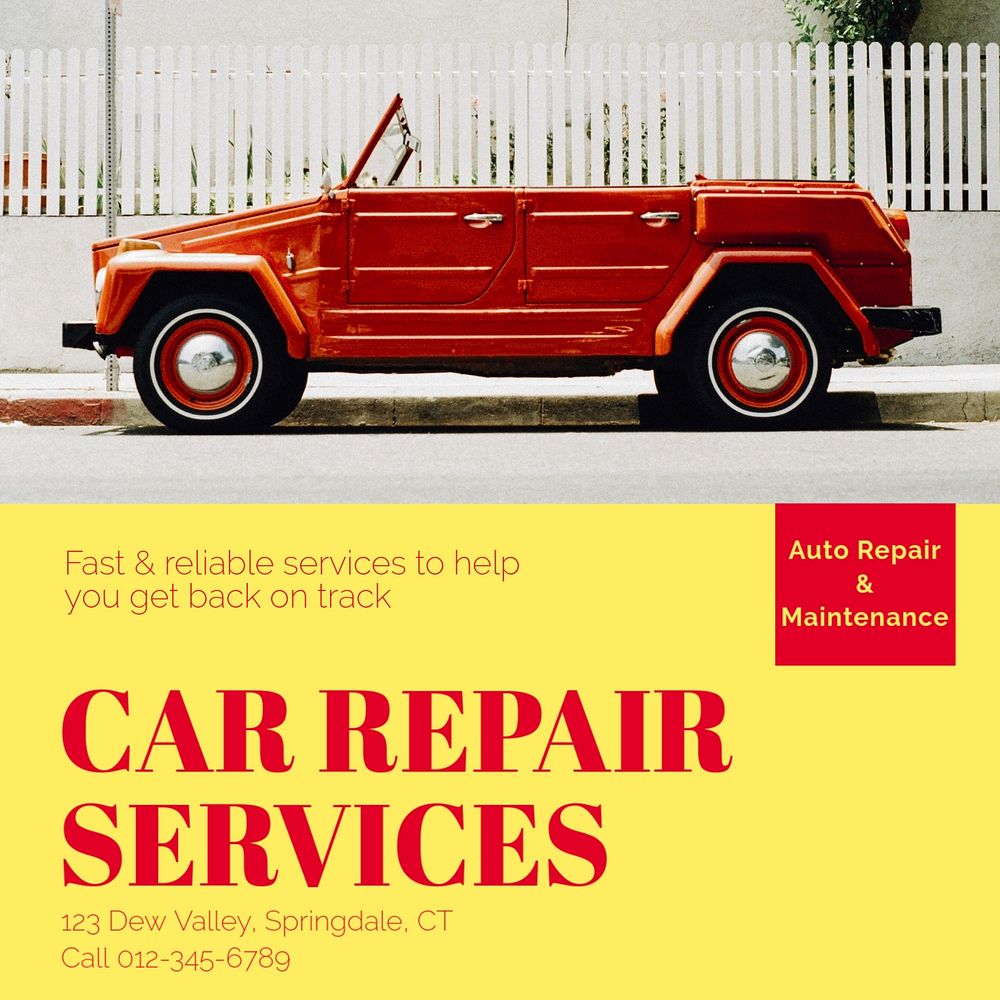 Car repair Instagram post template, editable text