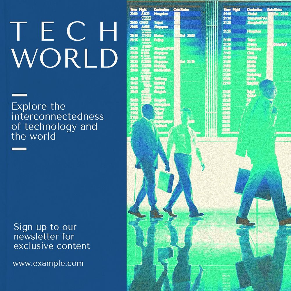 Tech world Instagram post template, editable text