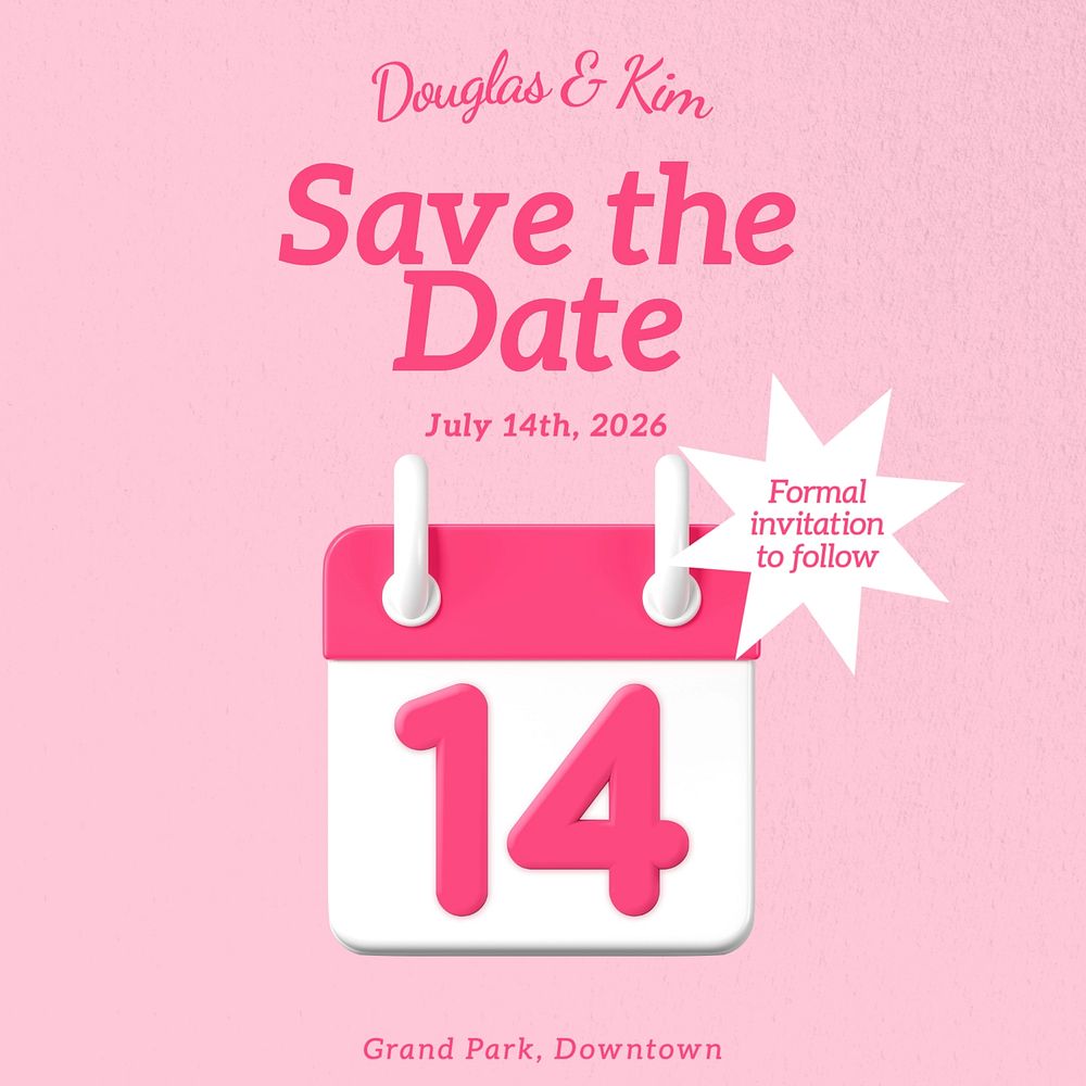 Save the date Instagram post template