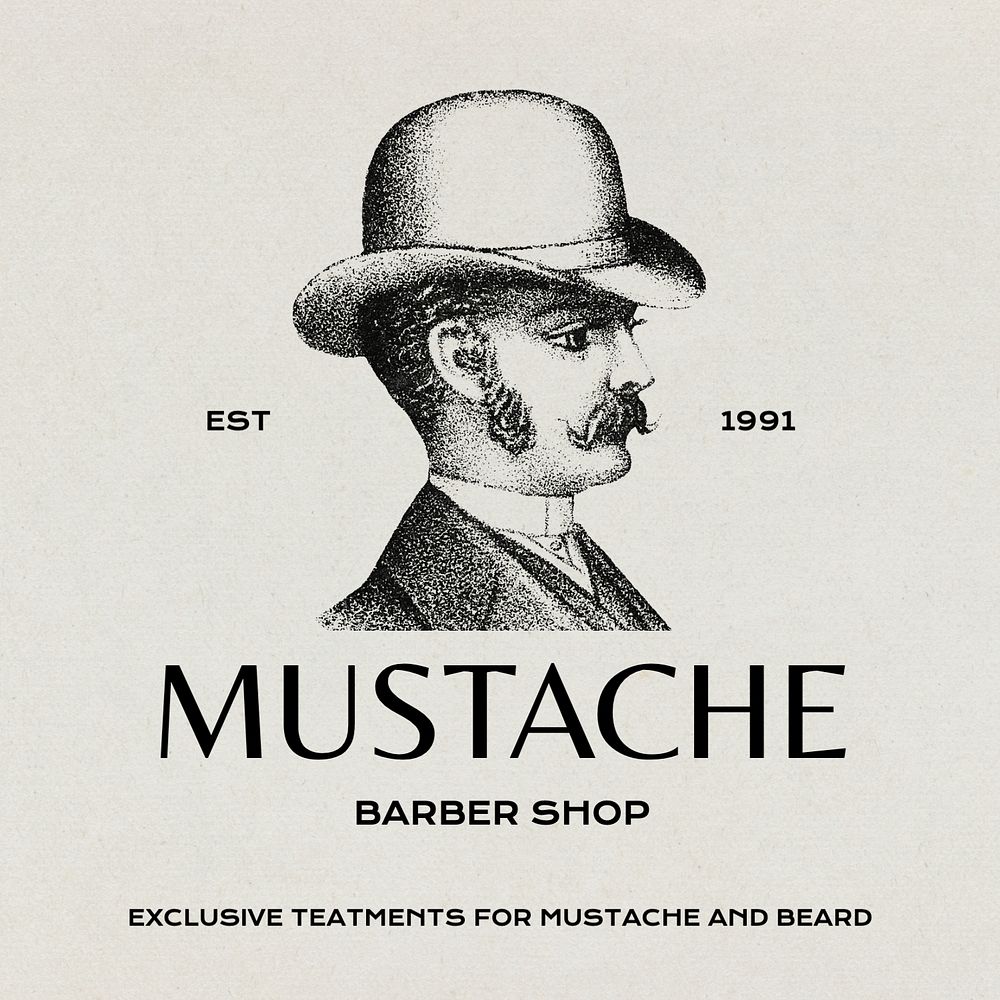 Mustache Barber Shop Instagram post template