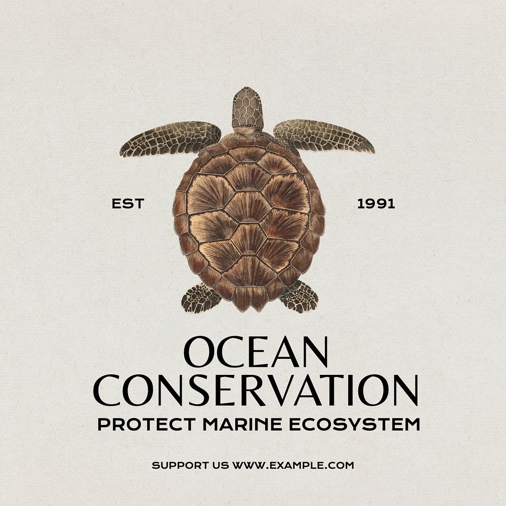 Ocean conservation Instagram post template