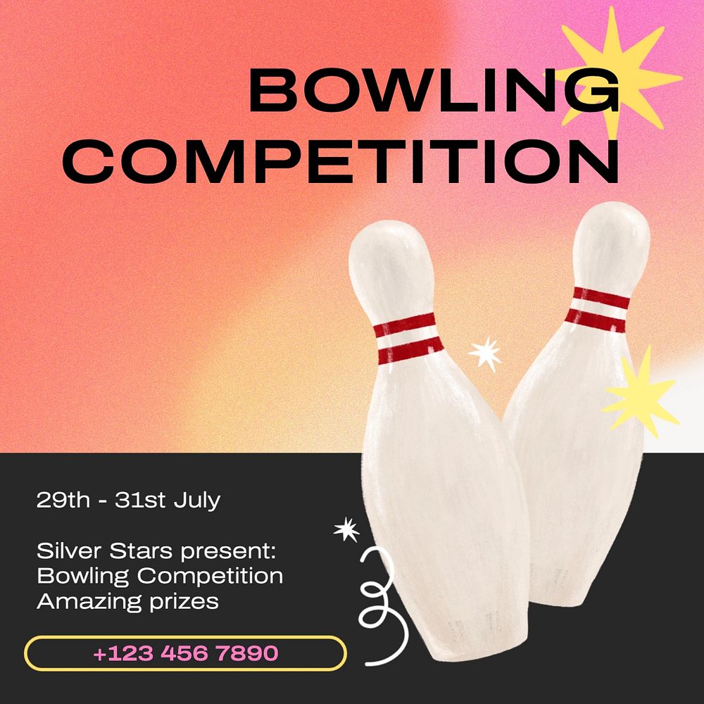 Bowling competition Instagram post template