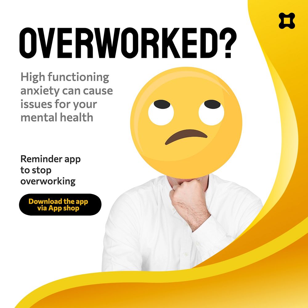 Overworking app ad Instagram post template