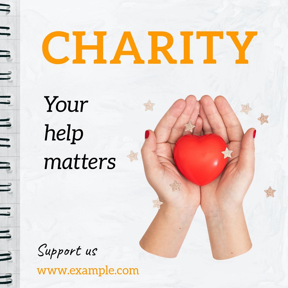 Charity  Instagram post template, editable text