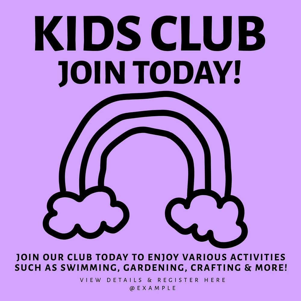 Kids club Instagram post template