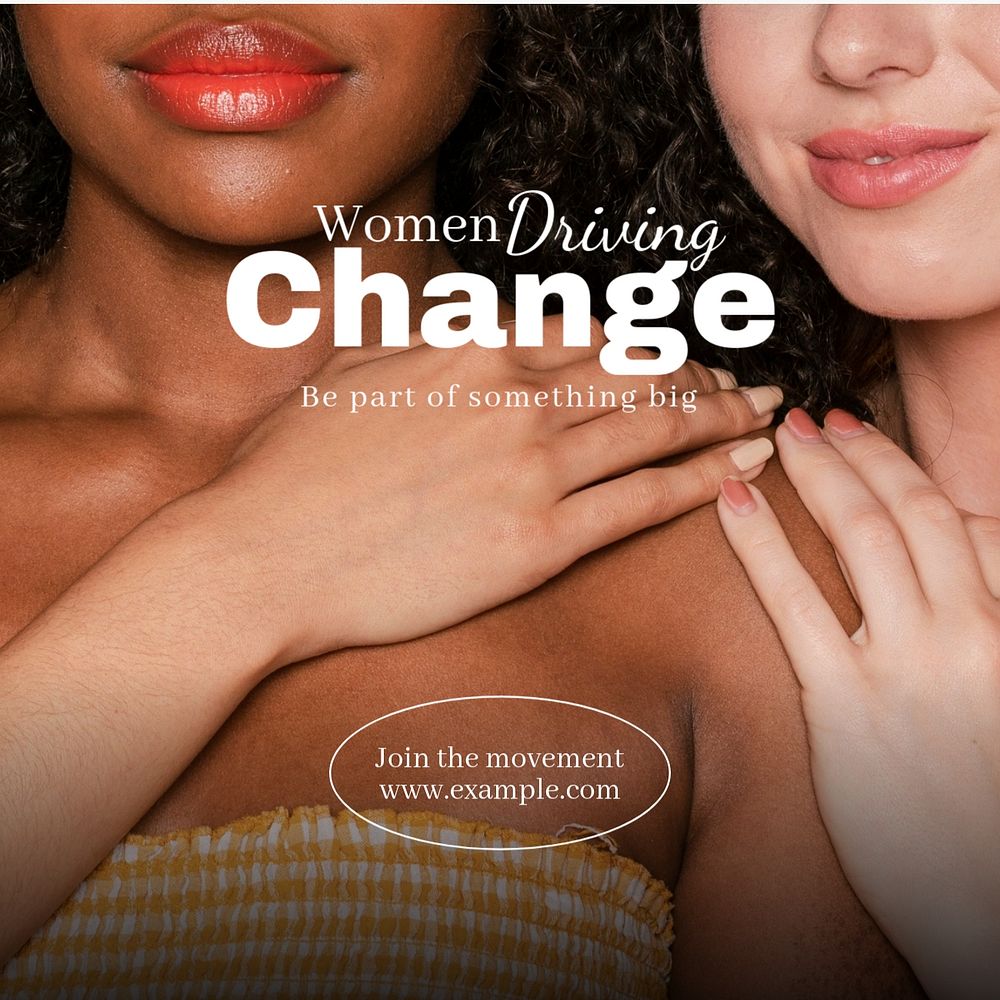 Women driving change Instagram post template, editable text