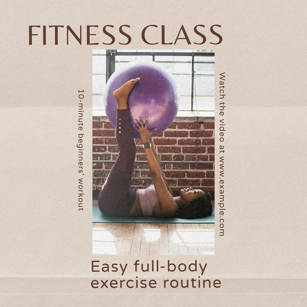 Fitness class Instagram post template, editable text