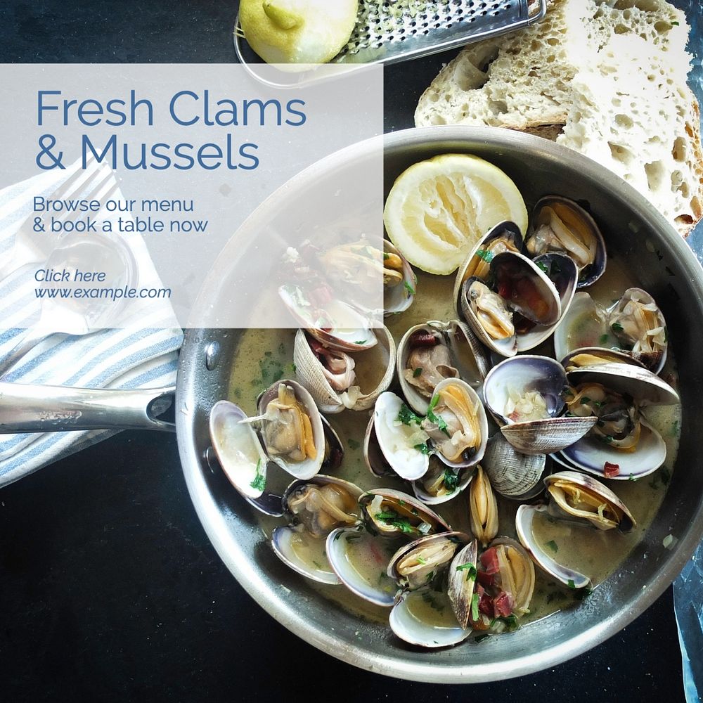 Clam & mussel dishes Instagram post template