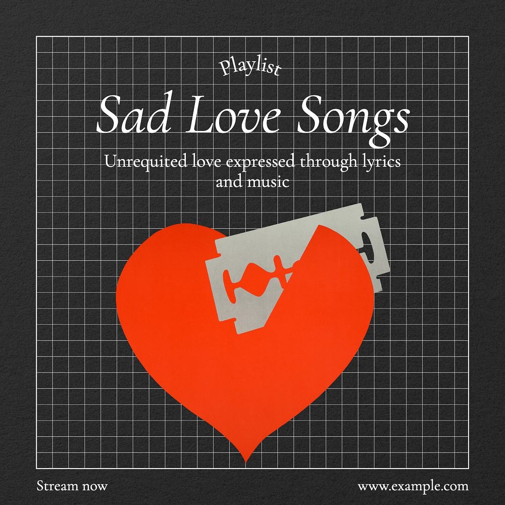 Sad love songs Instagram post template