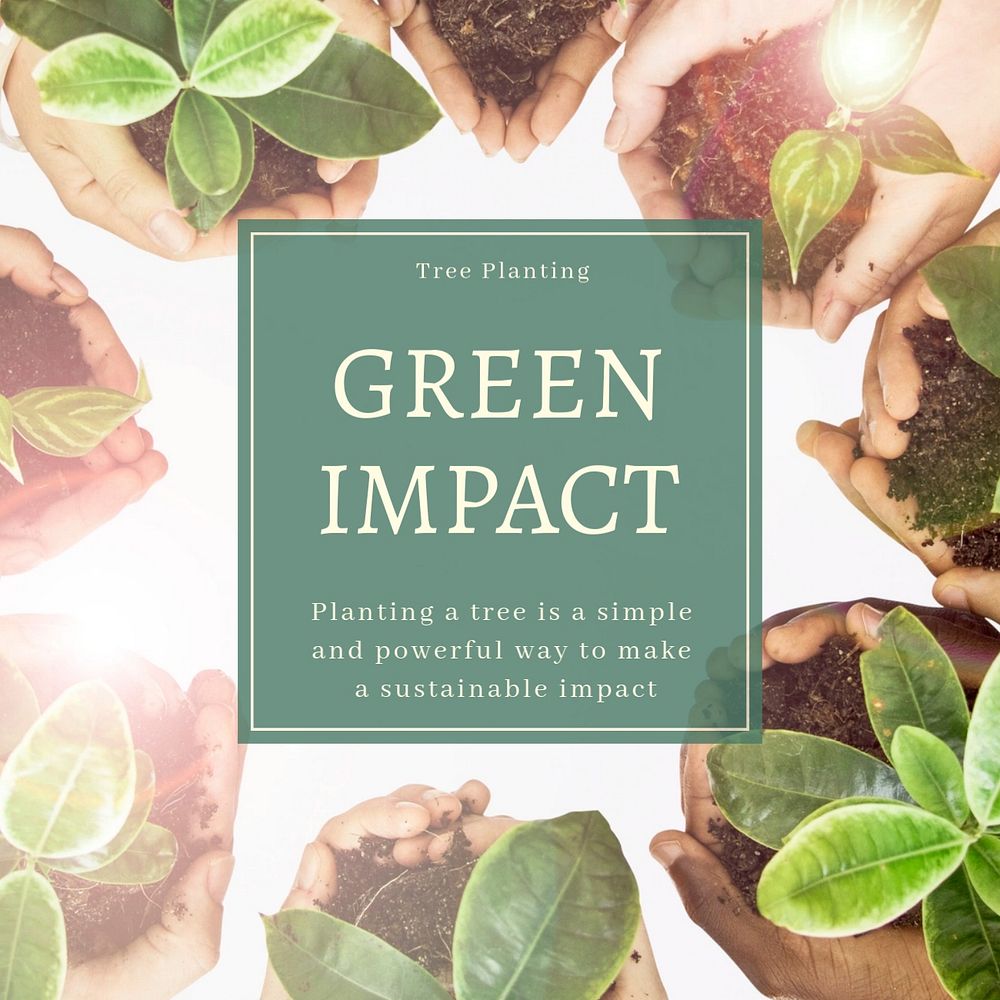 Green impact Instagram post template, editable text