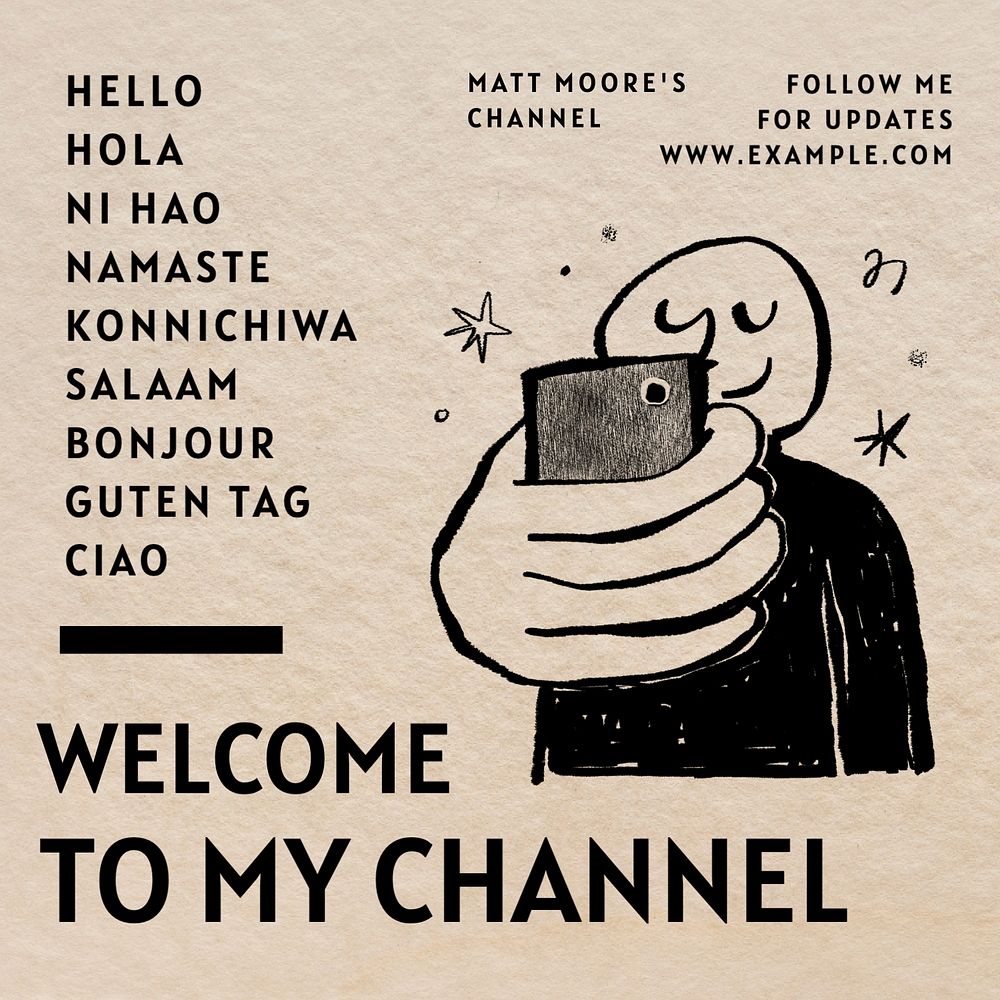 Channel, welcome Instagram post template