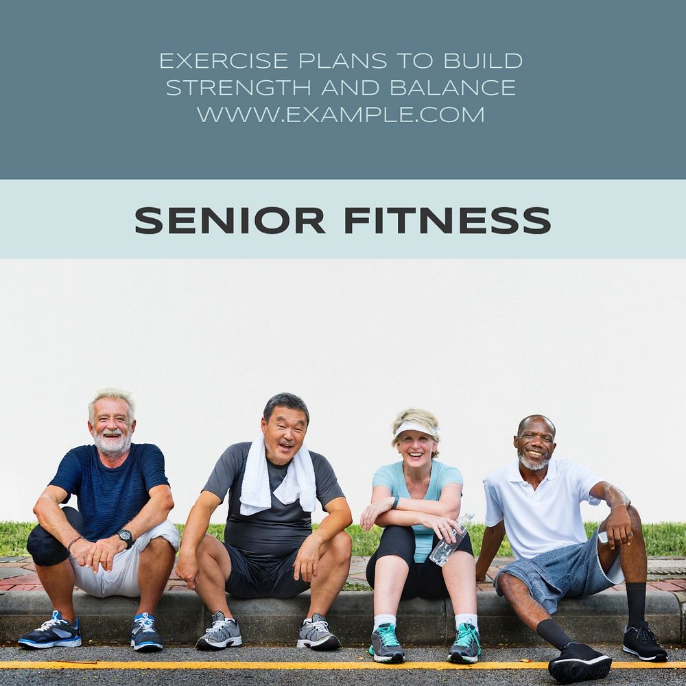 Senior fitness Instagram post template, editable text