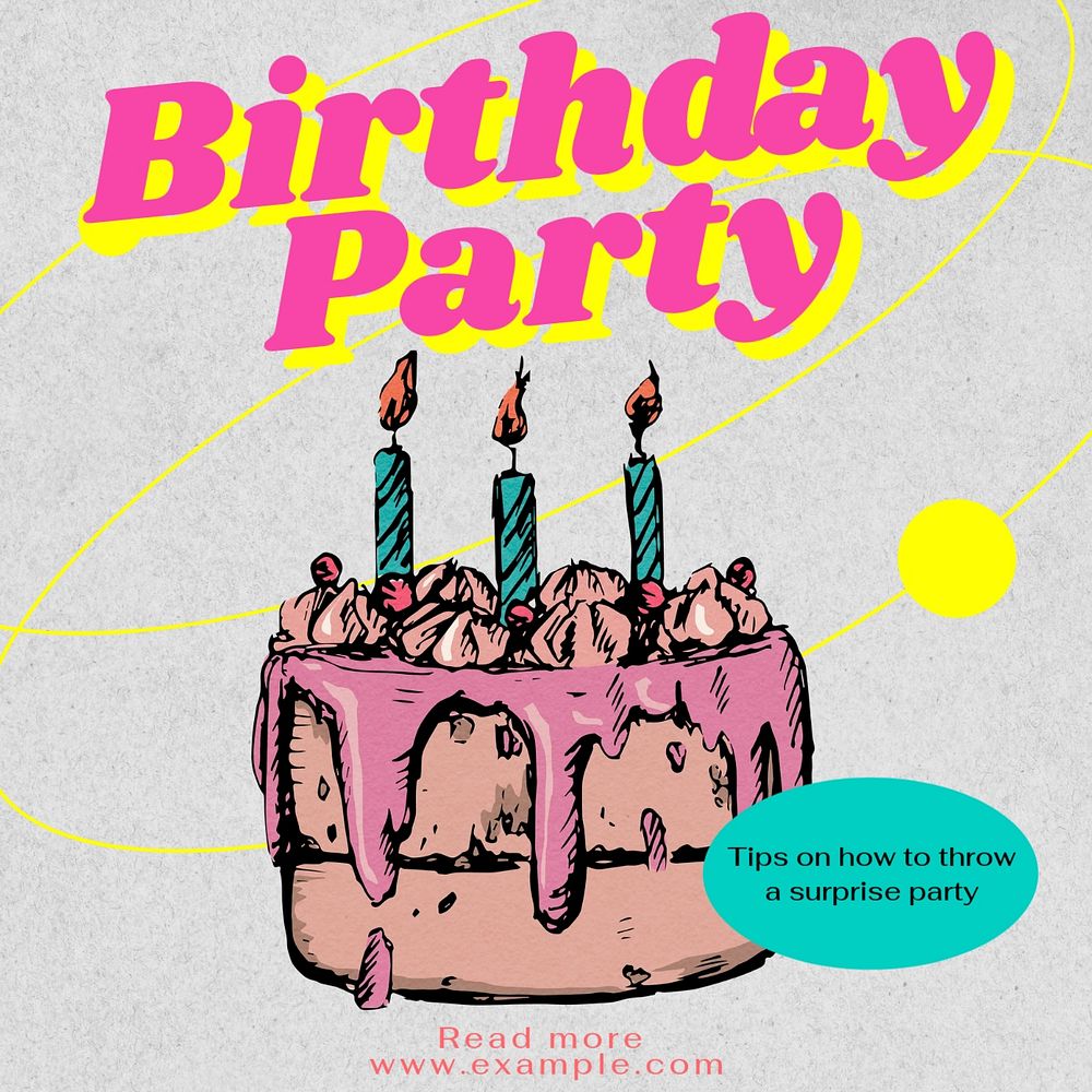 Surprise party Instagram post template, editable text