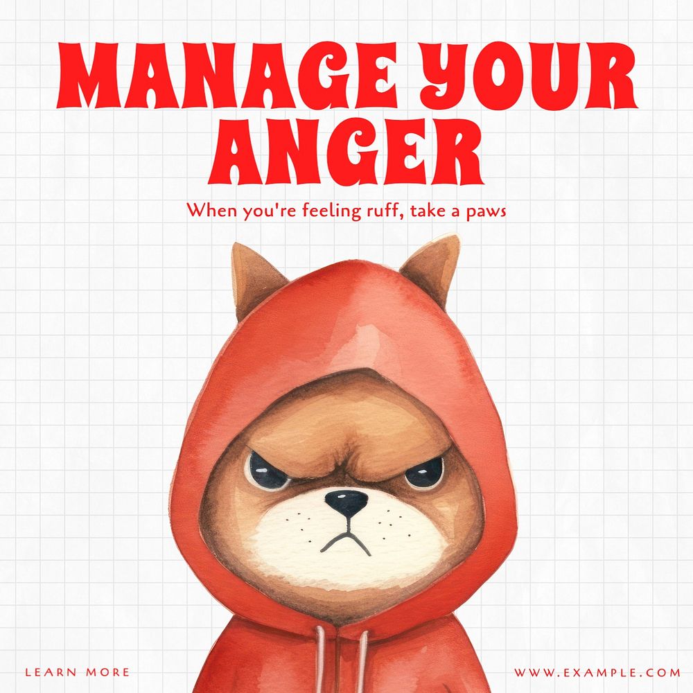 Anger management Instagram post template, editable text