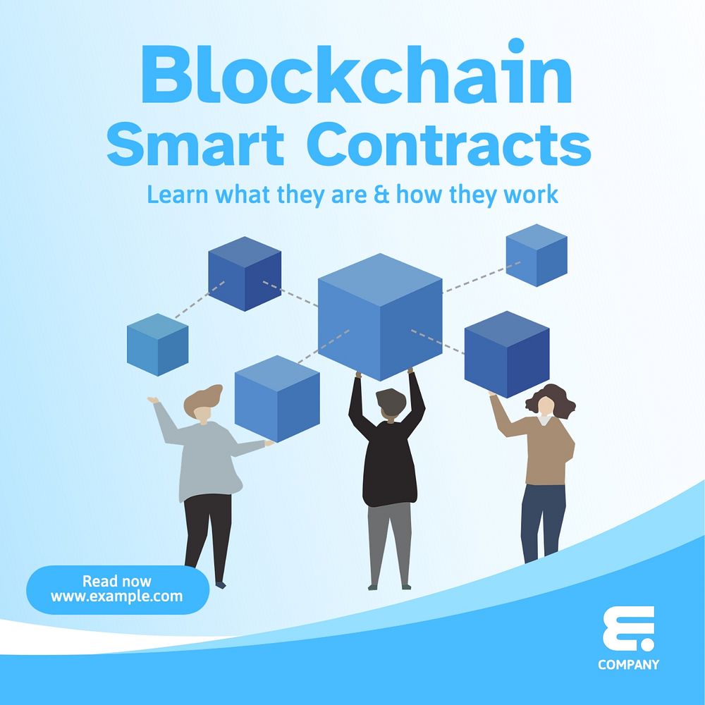 Blockchain smart contracts Facebook post template