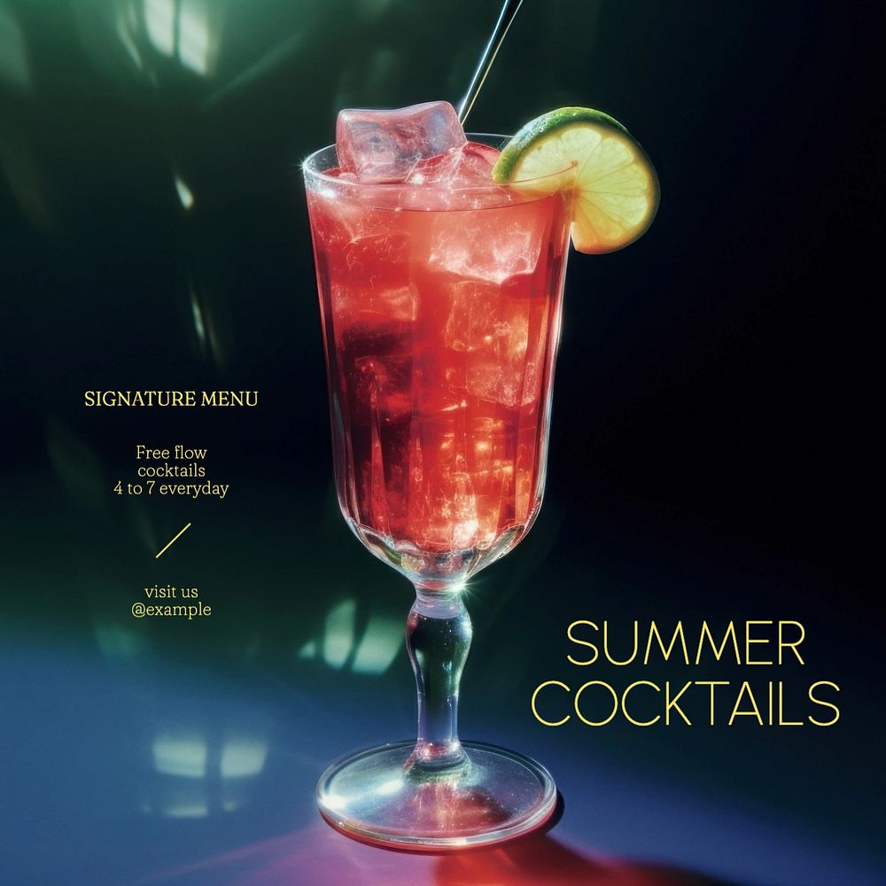 Summer cocktails Instagram post template