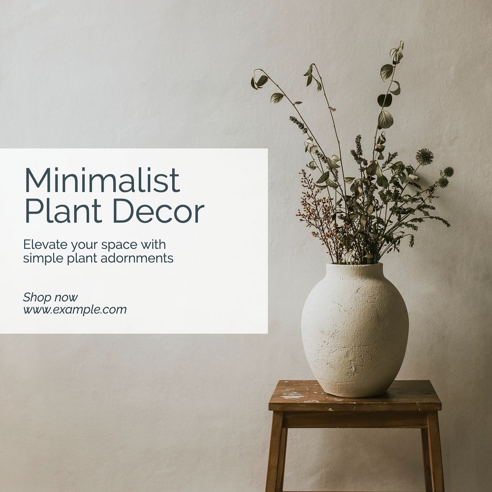 Minimalist plant decor Facebook post template