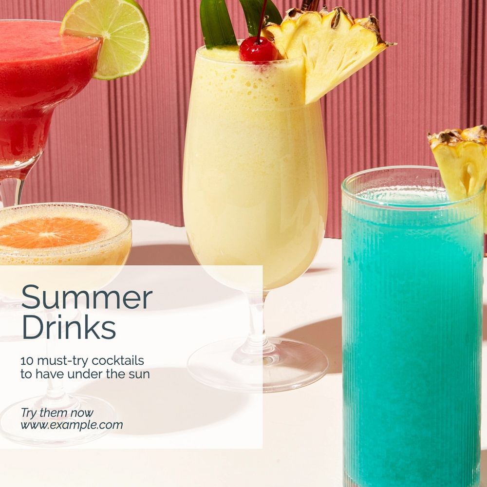 Summer drinks Facebook post template