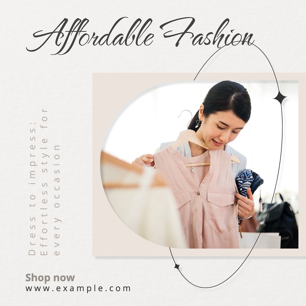 Affordable fashion Facebook post template