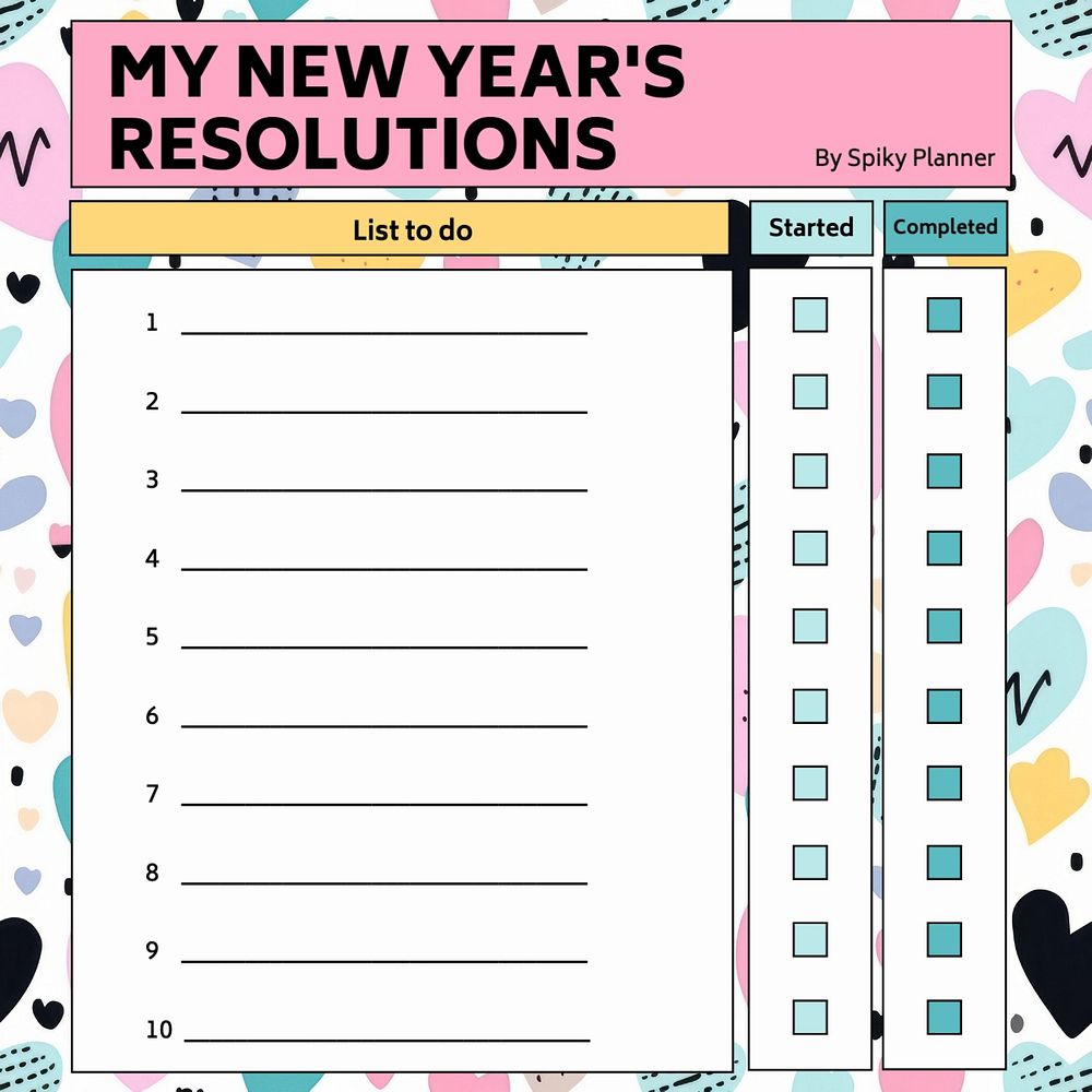 New year's resolutions Facebook post template