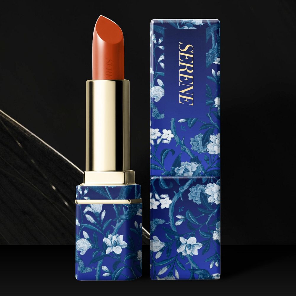 Lipstick cosmetics packaging editable mockup