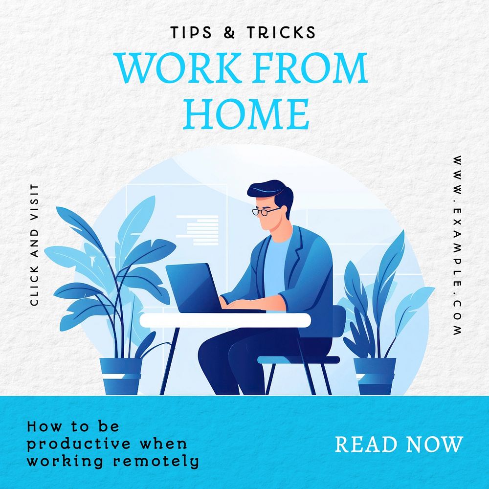 Work from home Facebook post template