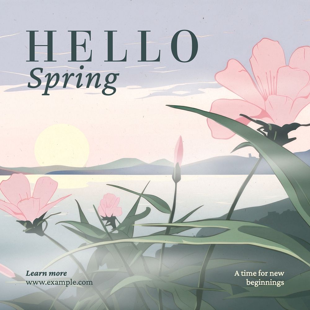 Hello spring Facebook post template