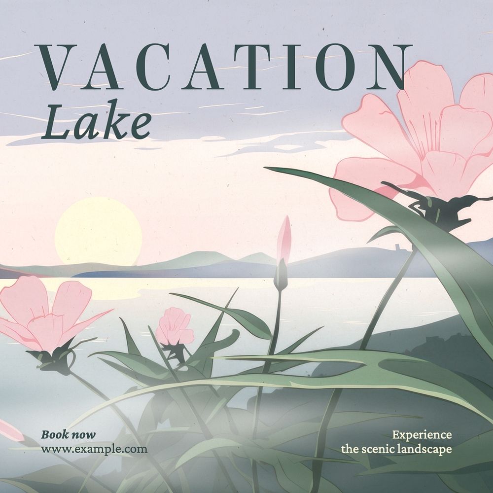 Lake vacation Facebook post template