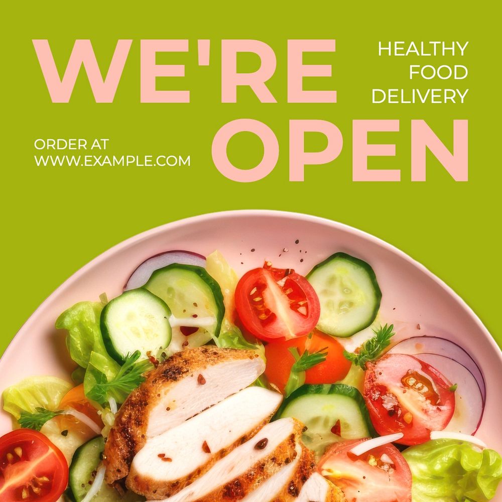 We're open, restaurant Facebook post template